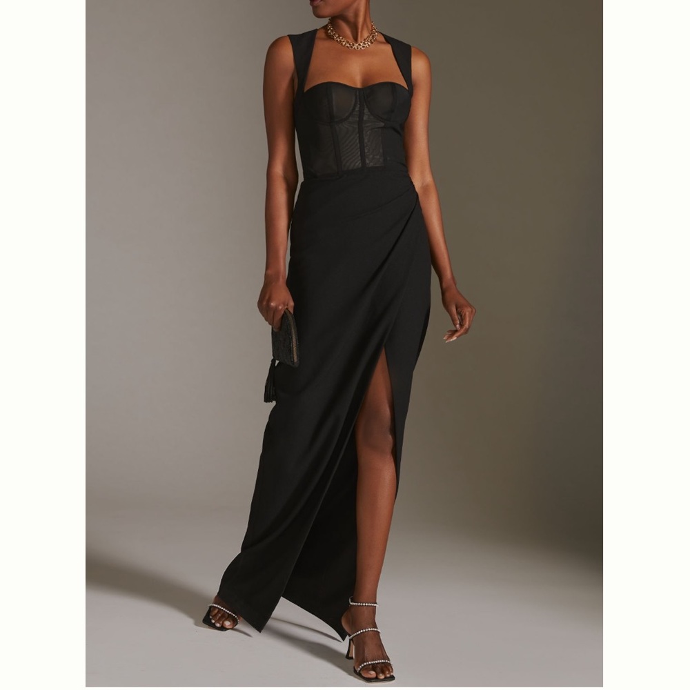 Eve Gravel Black Halo Corset Maxi Dress Size 4